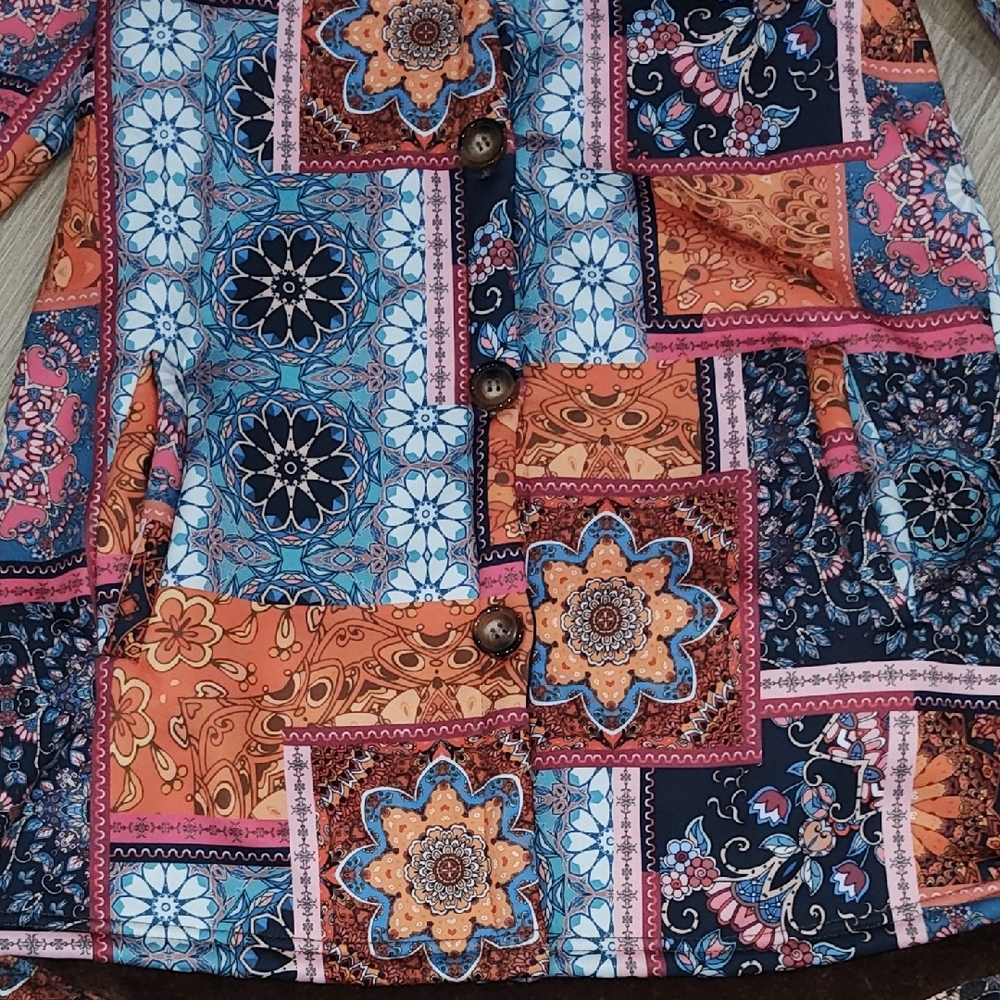 Colorful Patchwork Hooded Coat - image 3